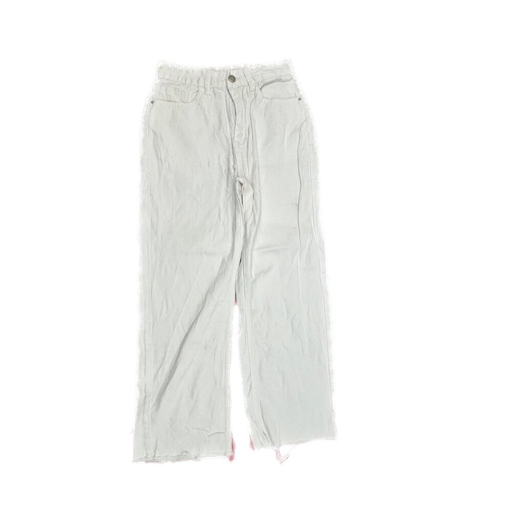 Shein Straight Leg Raw Hem Women's size XSP White Denim Jeans